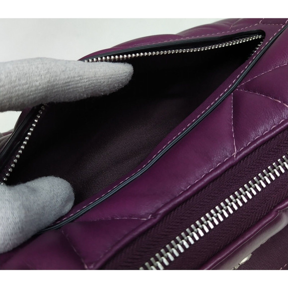 Coach Teri Hobo Diamond Deep Berry Quilted Leather Zipper Shoulder Bag -NWT $528 - Picture 16 of 16